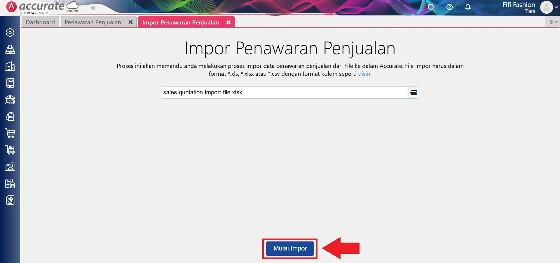 impor transaksi penawaran penjualan